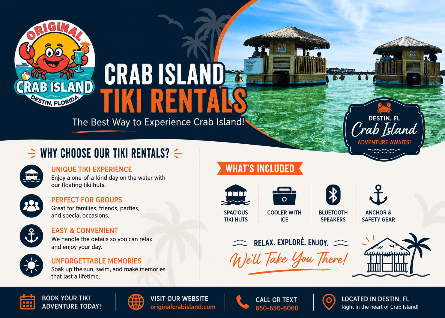 Crab Island Tiki Rentals infographic